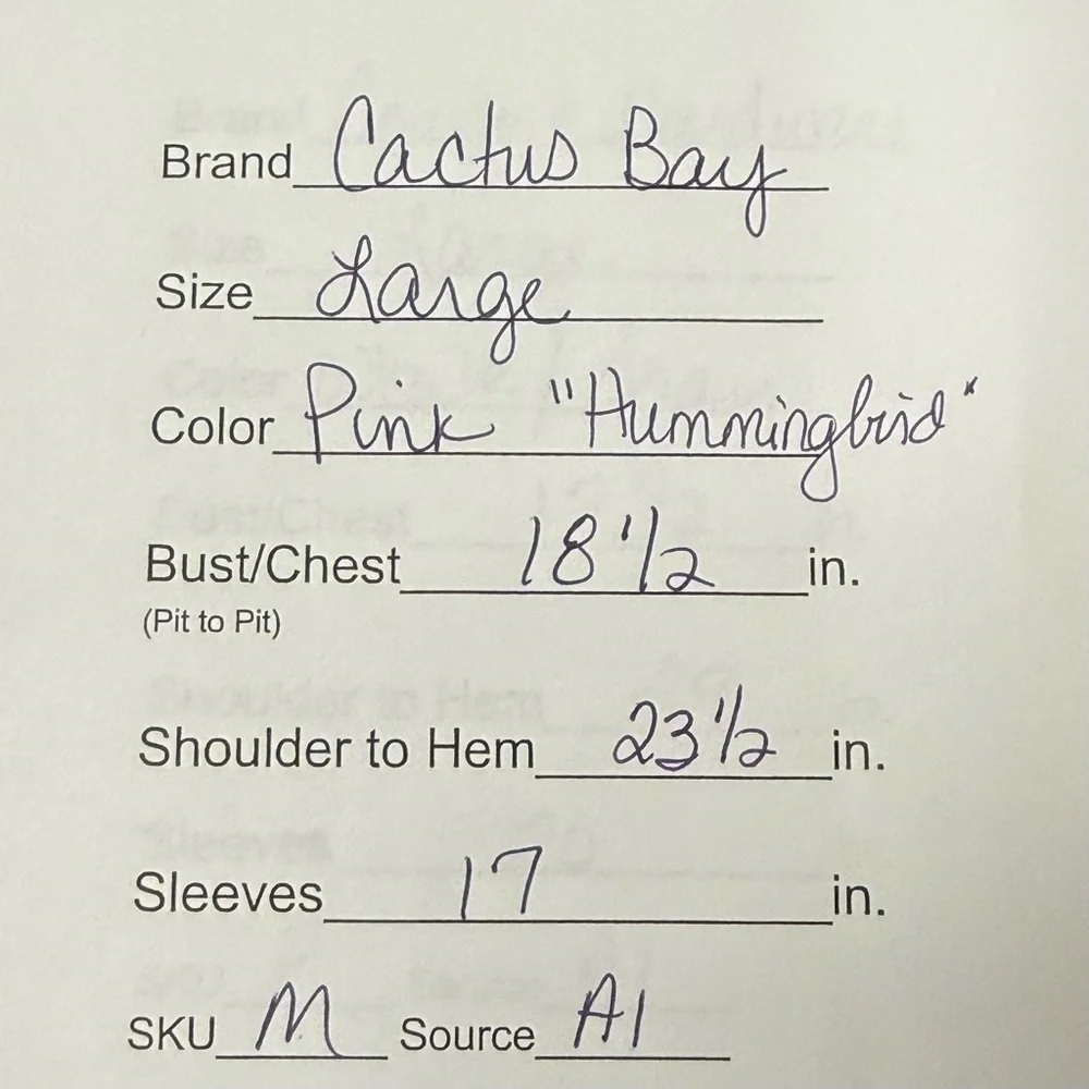 Cactus Bay Hummingbird Floral Tee Pink Rhinestone Birds 3/4 Sleeve Top L - Picture 9 of 9